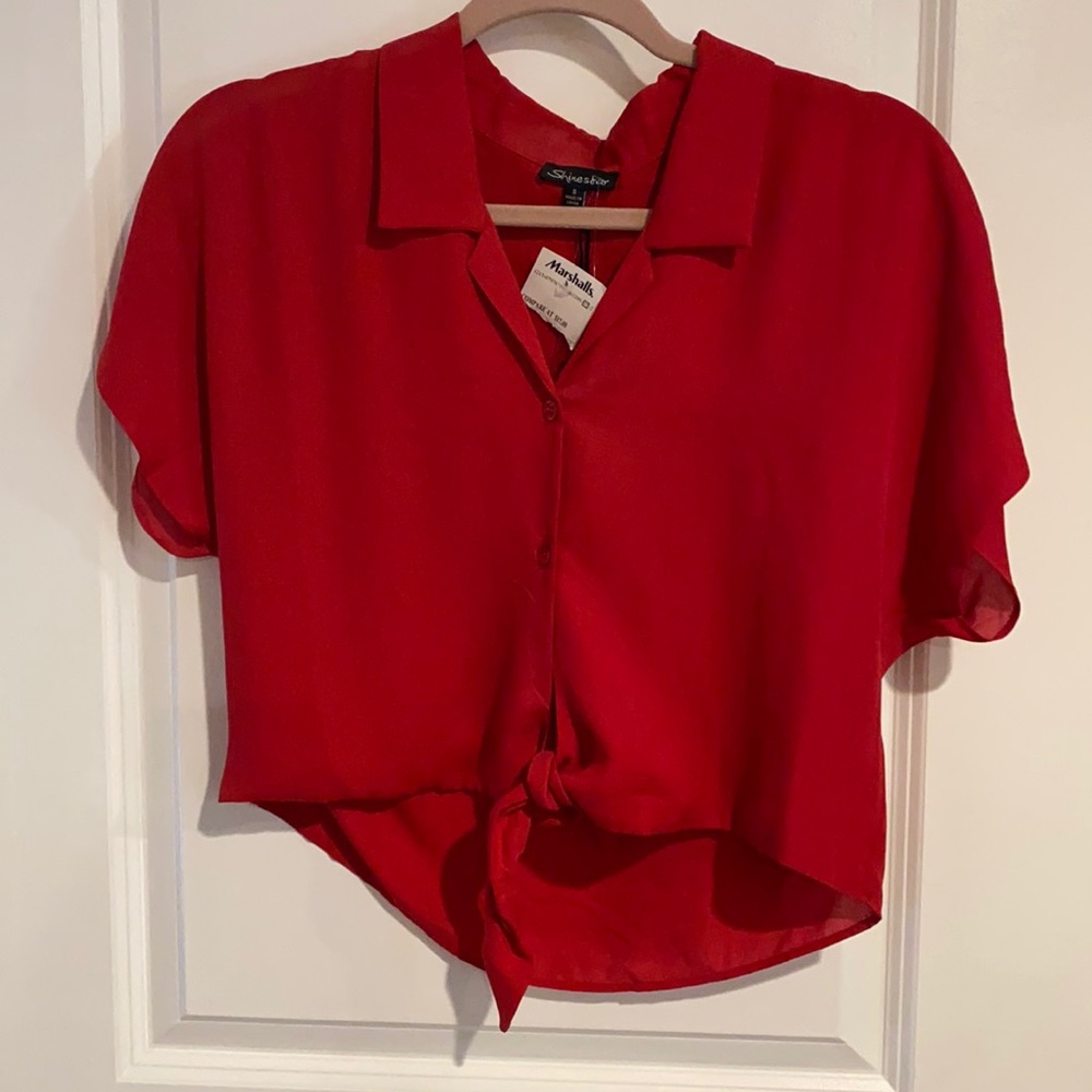 Red T-shirt blouse